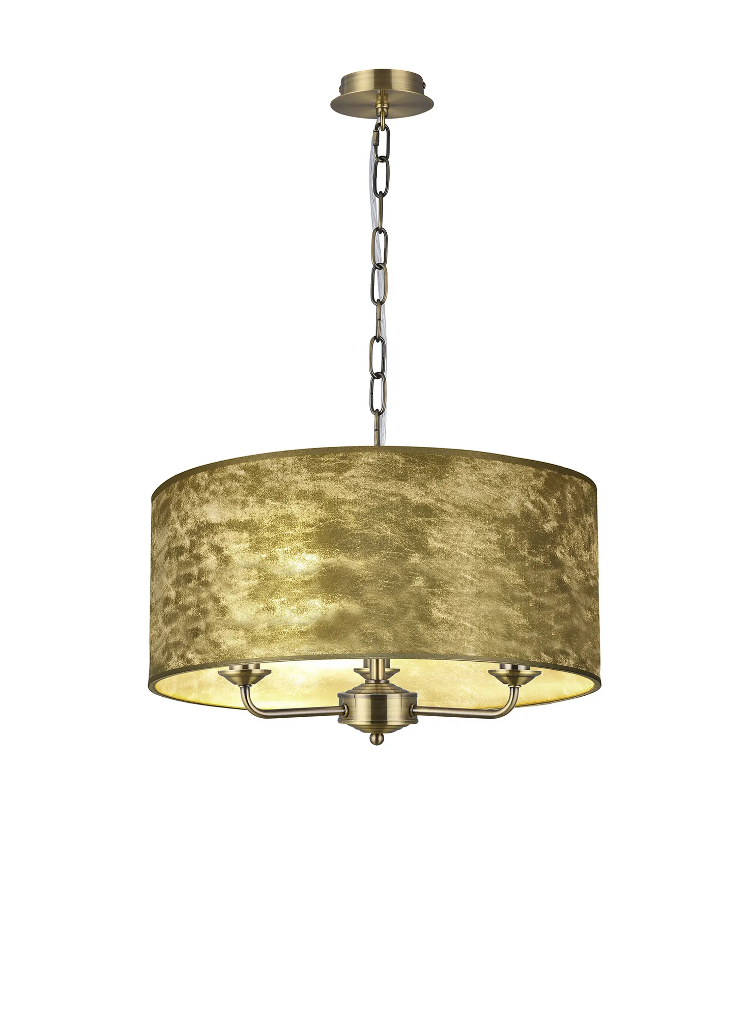 DK0855  Banyan 50cm 3 Light Pendant Antique Brass; Gold Leaf